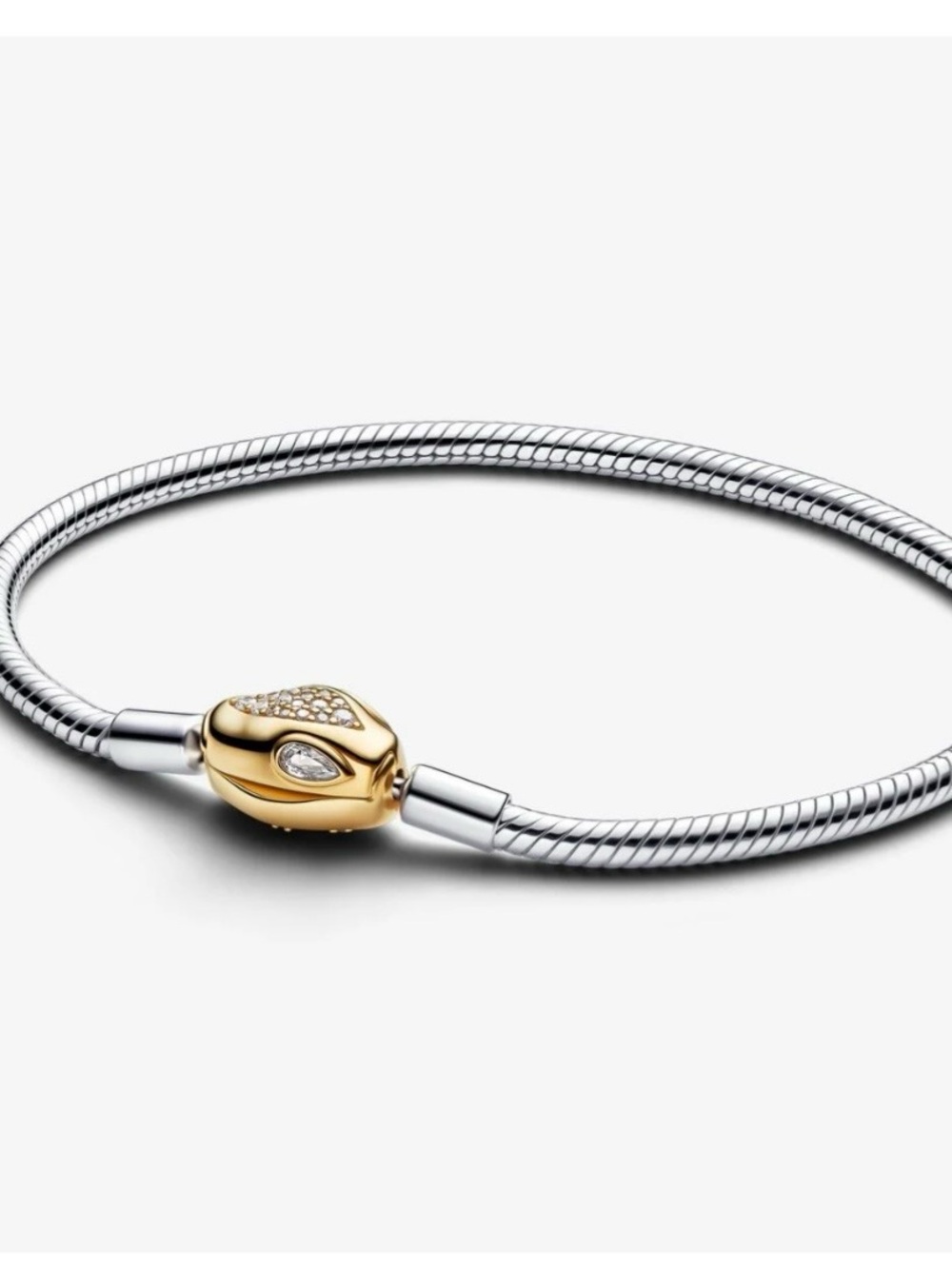 Pandora Two-Tone Silver Snake Chain Bracelet with Gold Snake Head